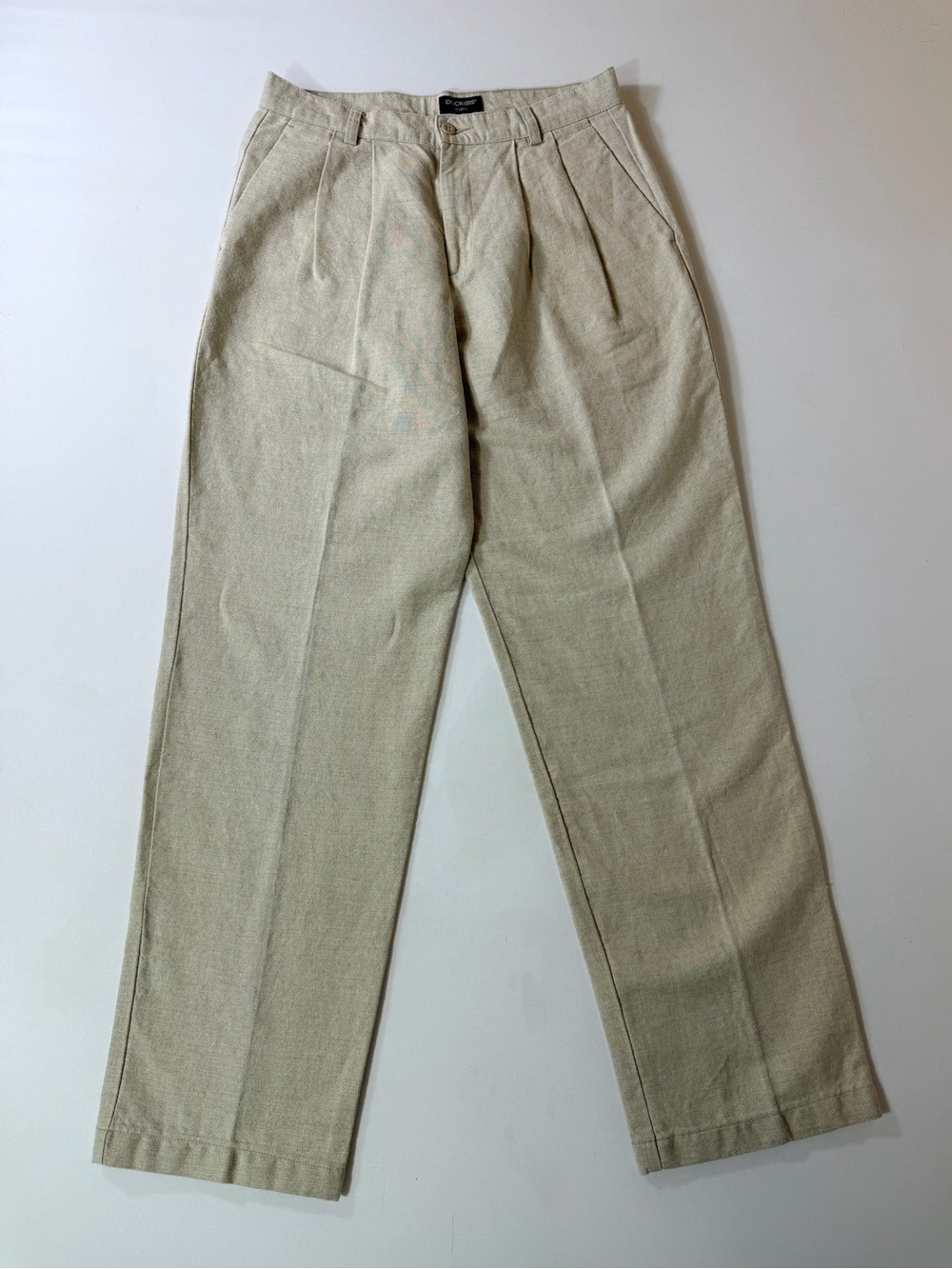 Dockers Premium Chino Pleated Pants Vintage Y2K Mens Beige Linen 30 x 32 Tan